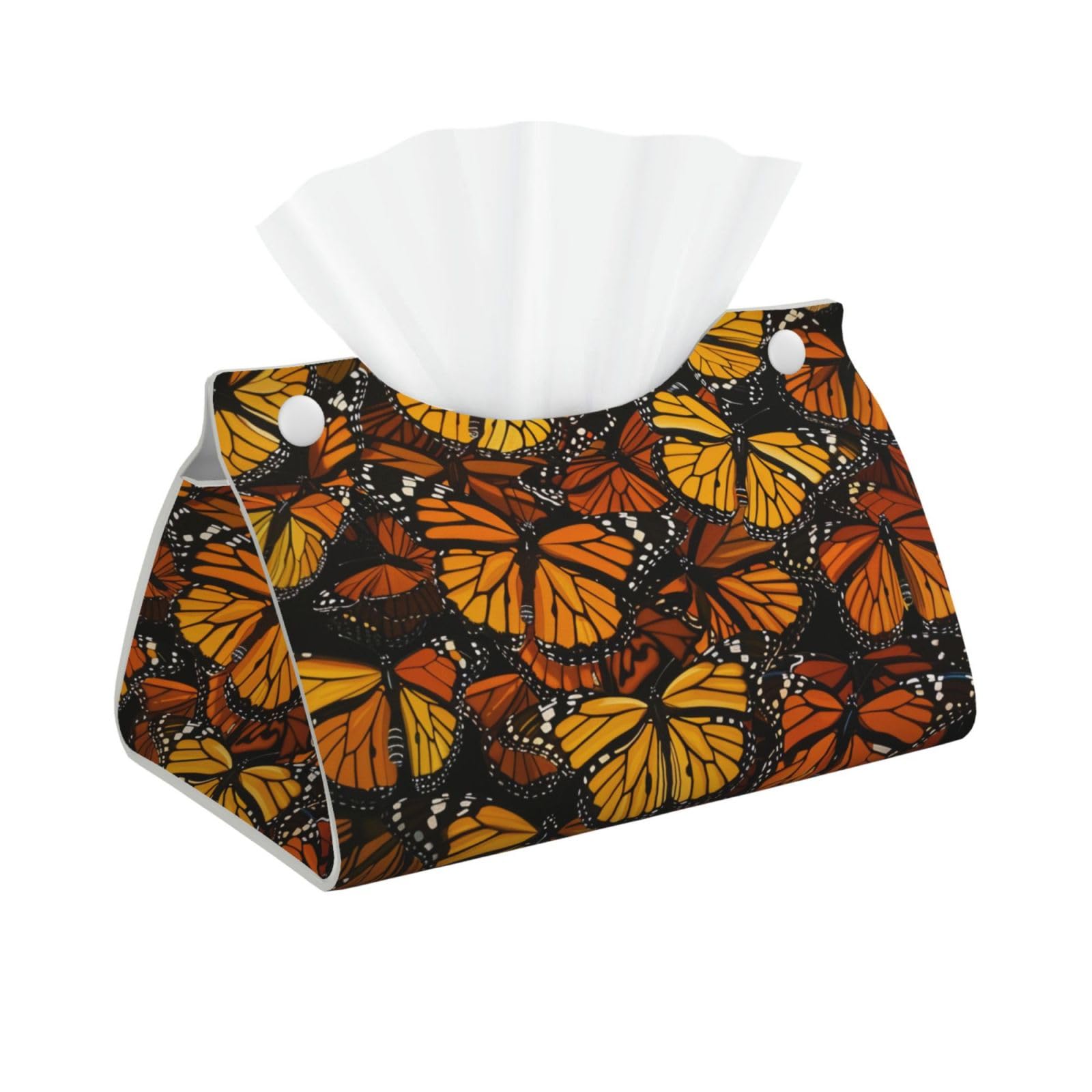 Heaps of Orange Monarch Butterflies Print Tissue Box Cover Foldable Tissue Storage Box Leather Tissue Cube Box Holder for Living Room Bedroom Office Car Home Decor