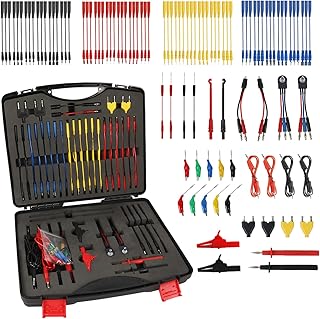 104PCS Automotive Circuit Test Leads Kit, Multimeter Terminal Test Leads Kit Multi Function Probe Test Kit with Heavy Duty Back Probes Test Lead Set Wire Connectors Set with Black Carrying Case