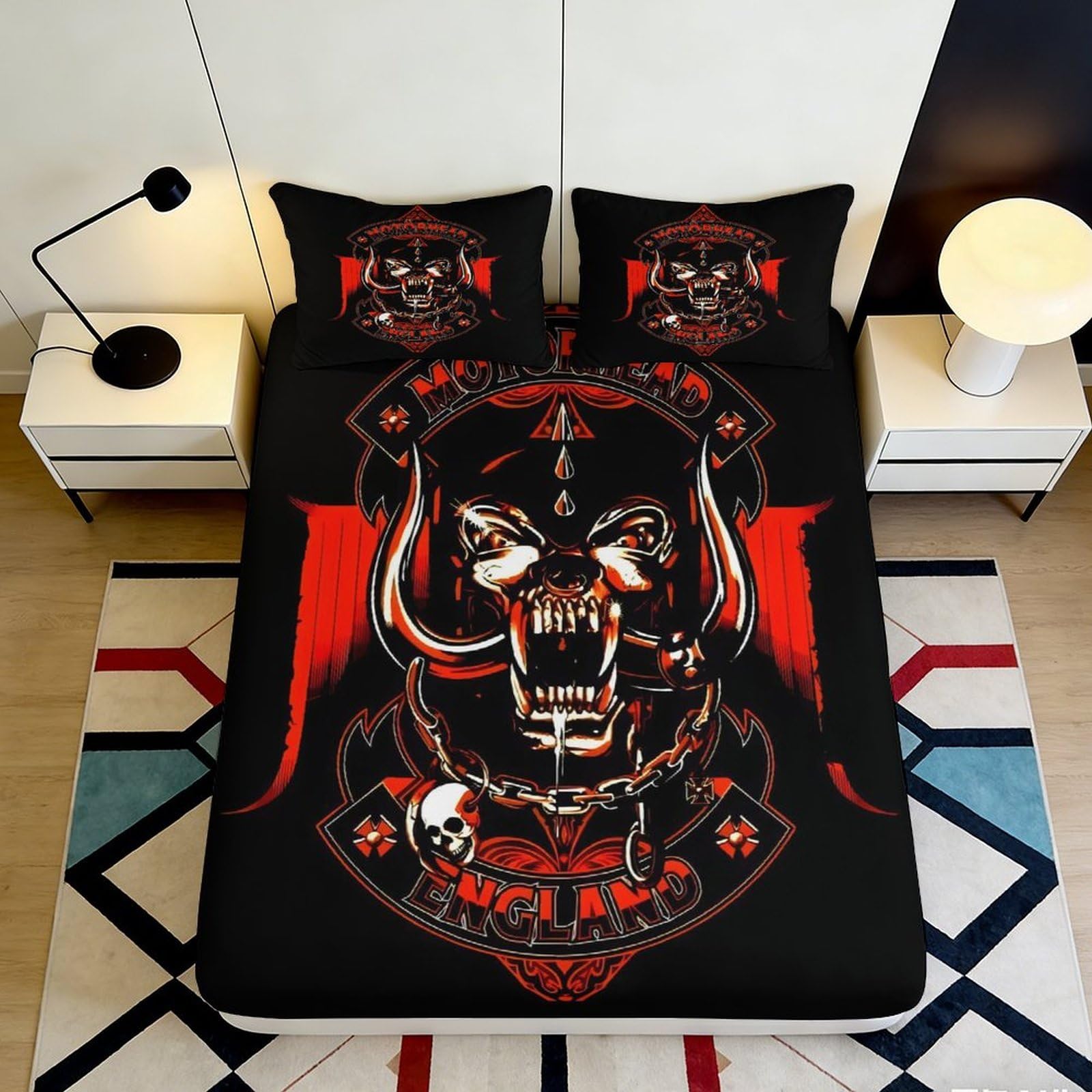 Pnayamiorkfel Style-9 3D Printed Skull Gothic Fitted Sheet Microfiber Soft Breathable England Punk Bed Cover For Bedroom Dorm Decor 90X200x25cm
