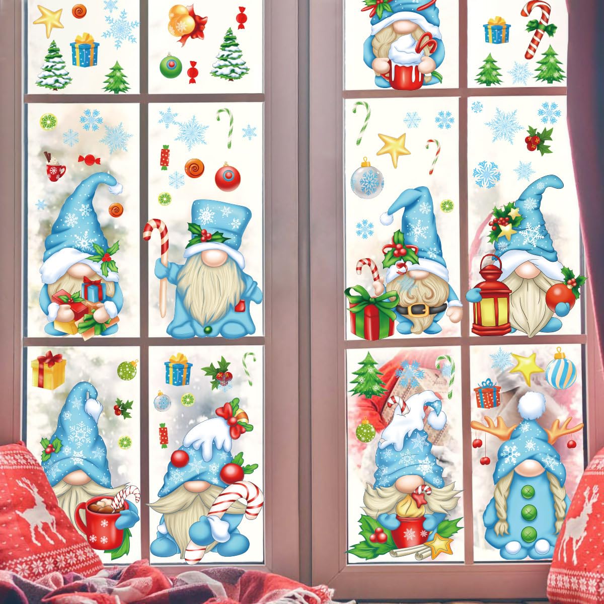 VETROFANIE NATALIZIE,ADESIVI NATALIZI per Finestre,Riutilizzabili Adesivi Natale EUR 11,00