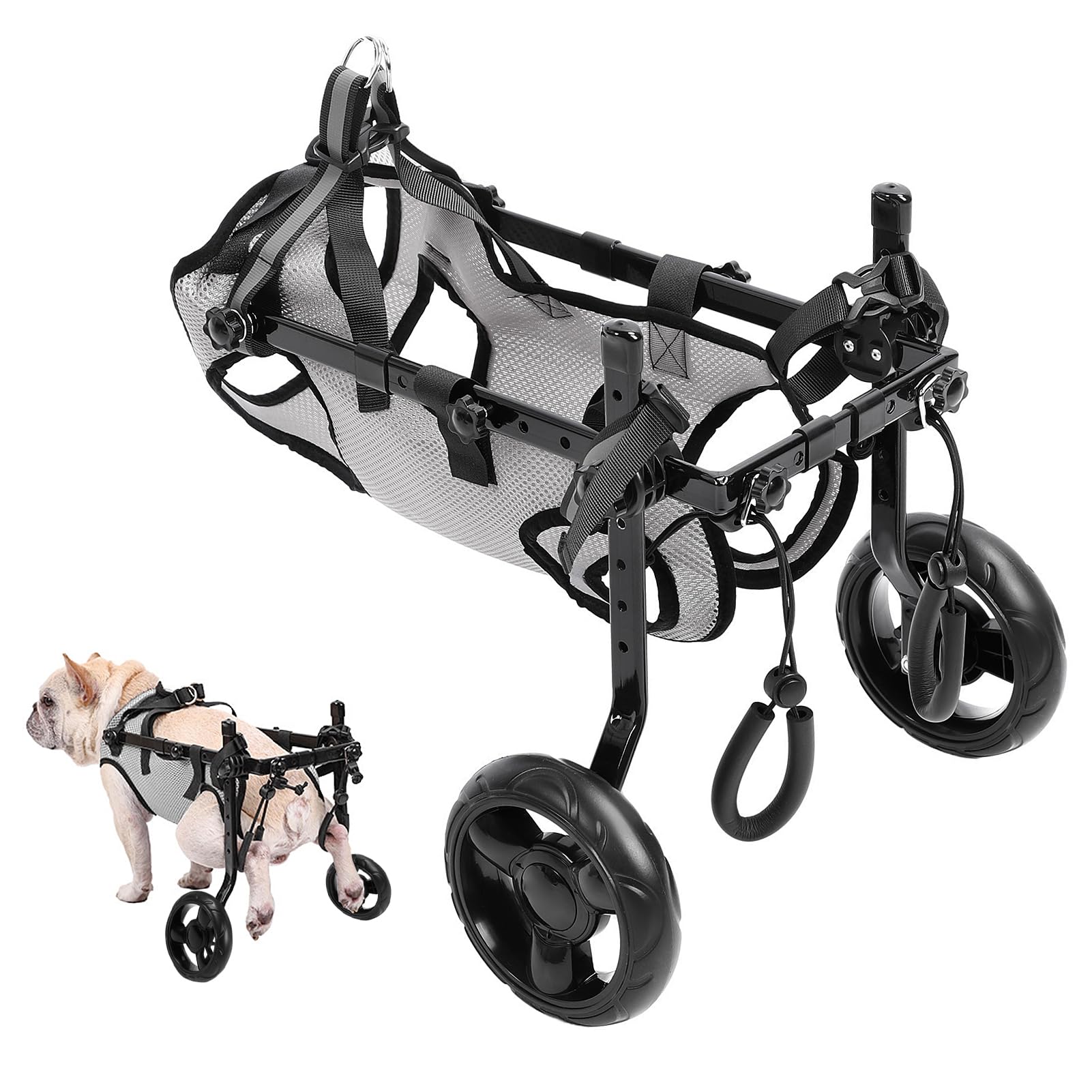 Dog Wheelchair Cart Pet Wheelchair Dog Wheelchair for Rear Legs, Adjustable Pet Walking Wheelchair for Small to Medium Pets Support, with Buckle Loop Design, Breathable Mesh Fabric