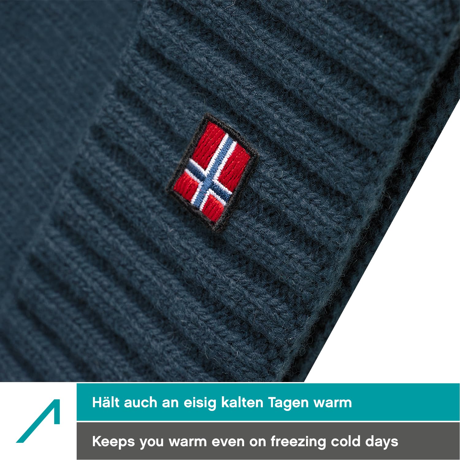 ACE Norway Czapka zimowa - dziana czapka z wełny owczej dla dorosłych - czapka wełniana dla kobiet i mężczyzn