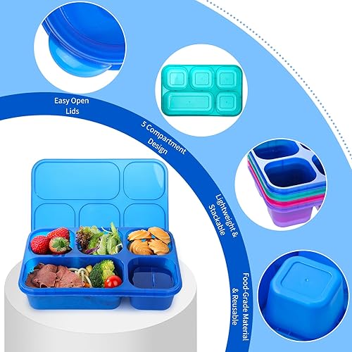 Miniatura 3 de Lunbxx Caja Bento para adultos, paquete de 4 recipientes para aperitivos para niños y adultos, lonchera reutilizable apilable Bento para la escuela,