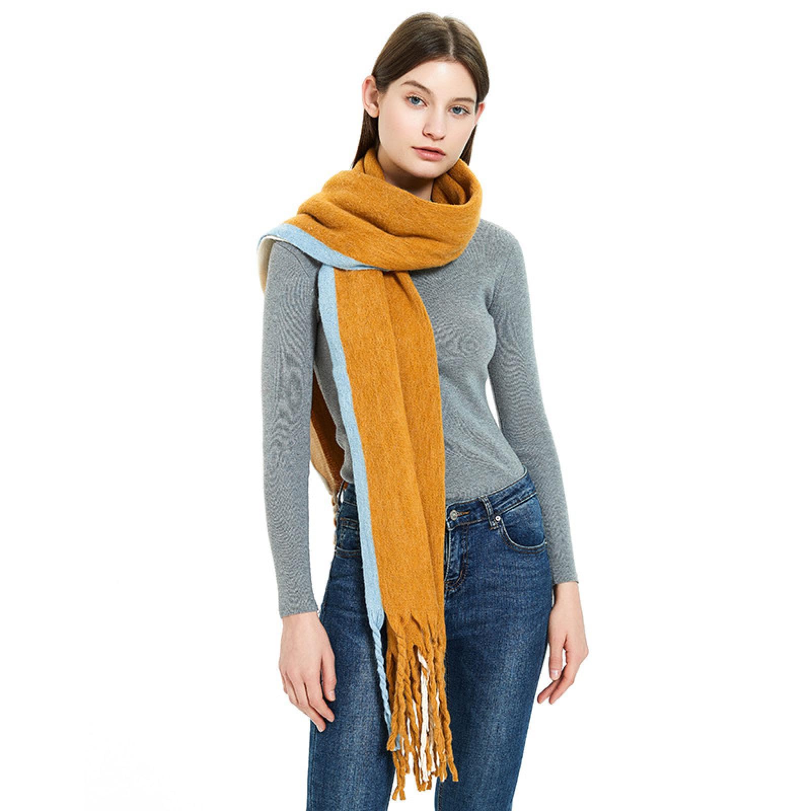 Sciarpa Donna Scialle Uomo Sciarpa Calda Per Uomo E Donna Autunno E Inverno Sciarpa Solida In Acrilico Con Nappa Lunga E Spessa