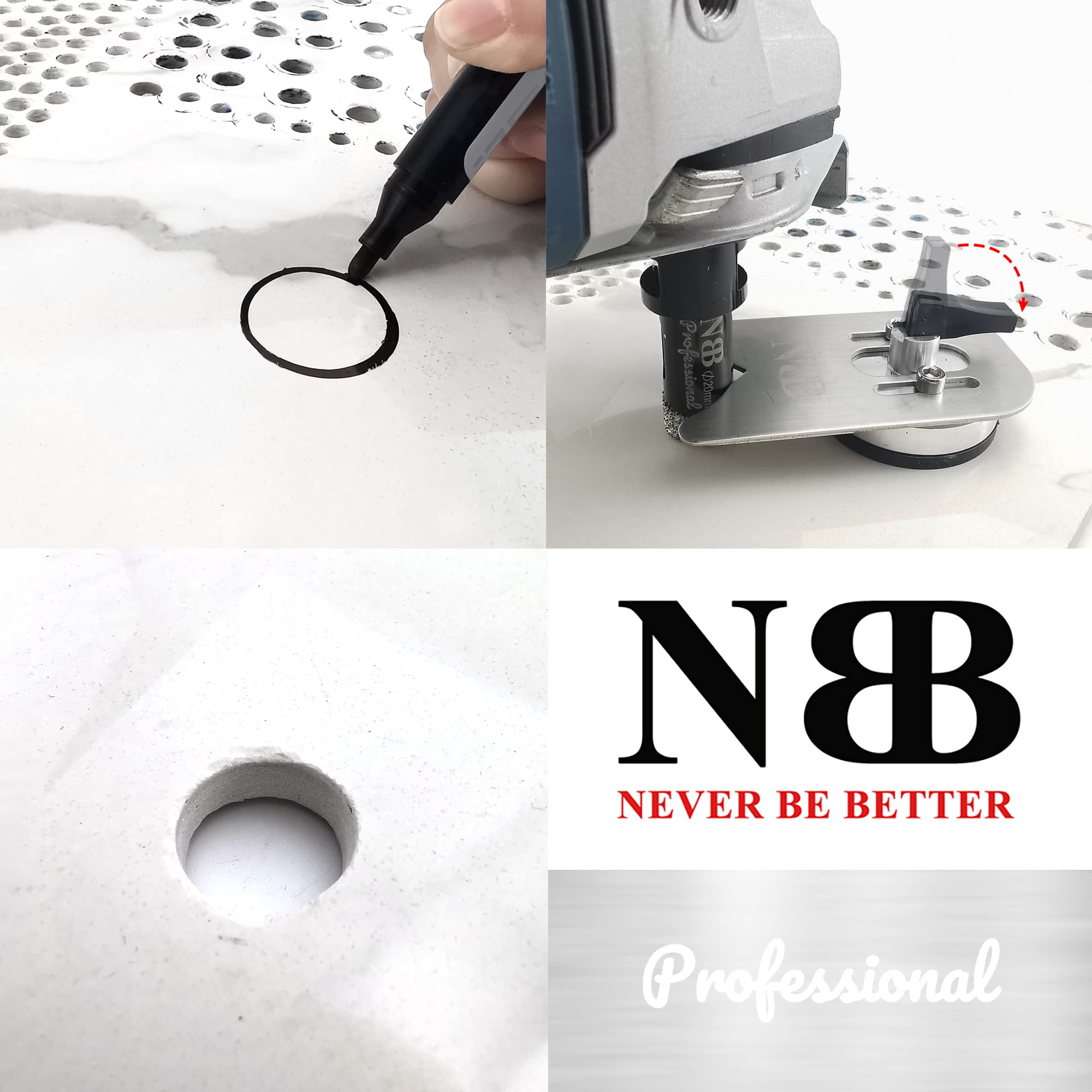 NBB Drill Stands Metal Drill Locator Auxiliary Tool Drilling Guide Fixer Non-Slip for Drills with Powerful Suction Cup for Dia.5-50mm Easy Installation (Metal G1) - Image 4