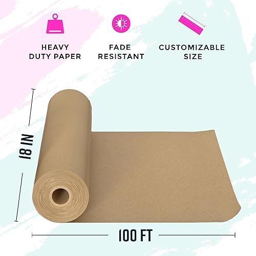 Miniatura 3 de Papel de embalaje de estraza marrón, paquete de 2 rollos de 18 x 1200 pulgadas, rollo de papel kraft ideal para embalaje, suministros de mudanza,