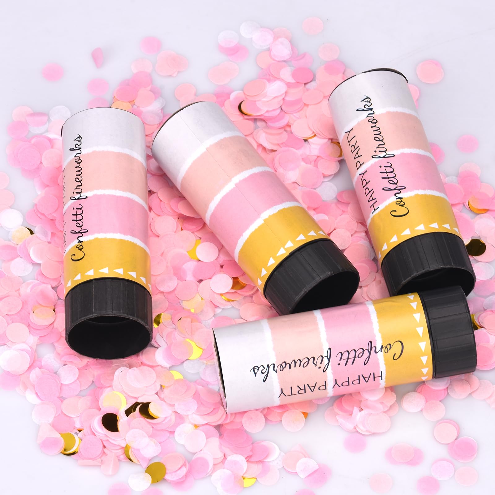 10 Cannoni Spara Coriandoli Biodegradabili - Per Matrimoni, Compleanni, Feste, Colore Rosa - Foto 13