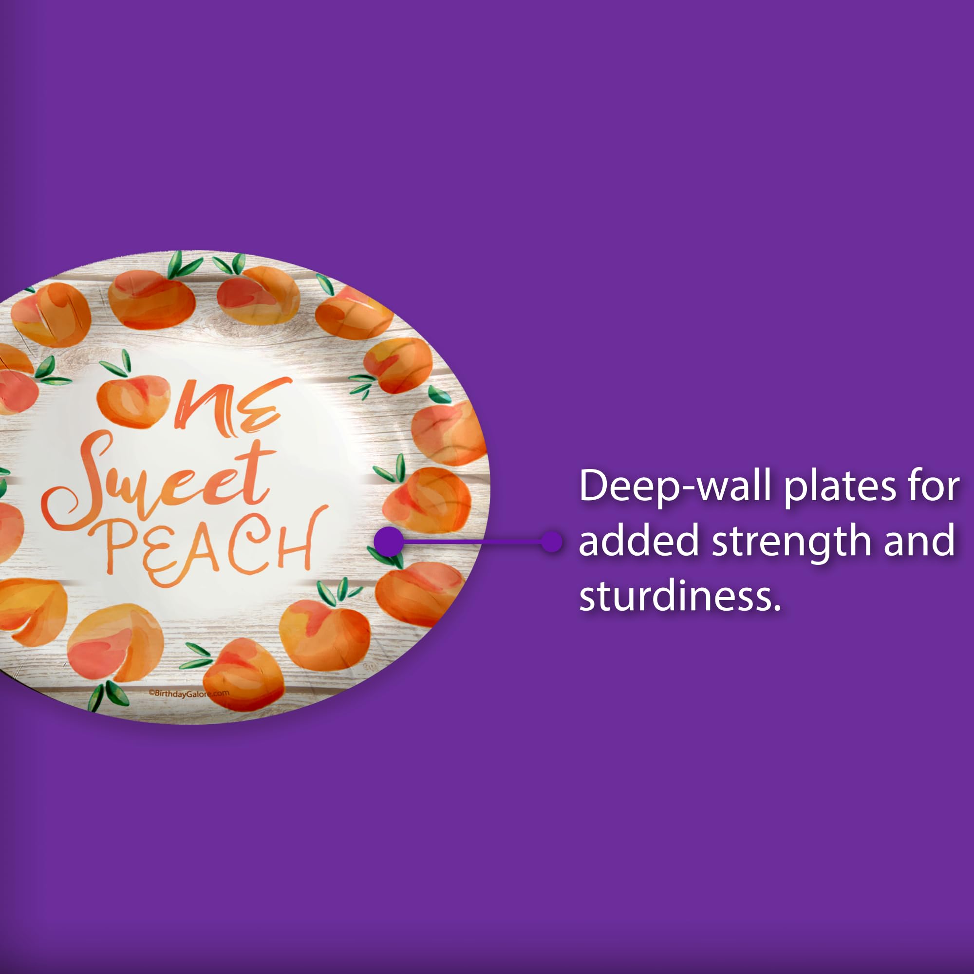 One Sweet Peach 1st Birthday Party Supplies Large 9" Paper Plates In Bulk 32 Piece