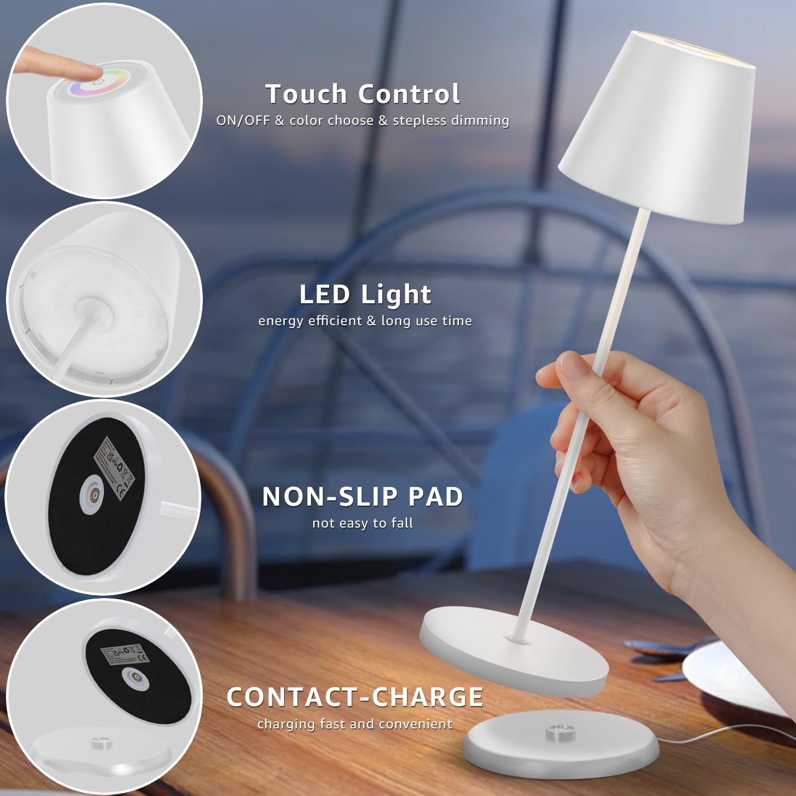 Lampada Da Tavolo Ricaricabile LED - Dimmerabile 3000-6500K, Impermeabile IP54 - Foto 4