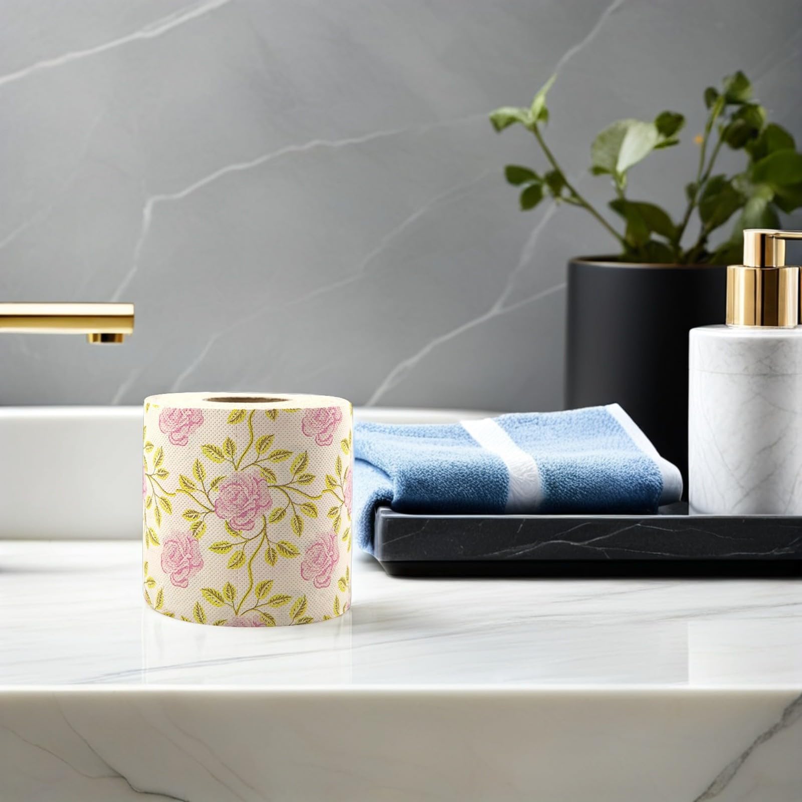 5rollen Toilettenpapier Mit Blumenparty-motiv in Rosenmuster Dekoratives Toilettenpapier Aus Papier Für Hotels Restaurants Und Zuhause