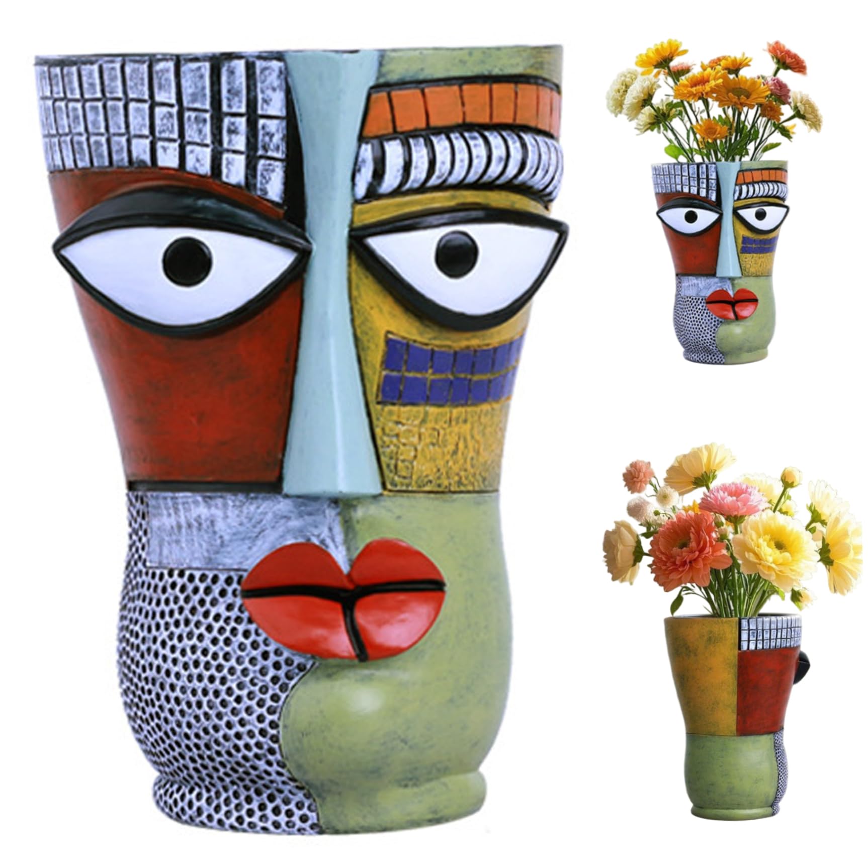 Jardinière à visage d'artiste peinte à la main, pot haut de gamme pour succulentes