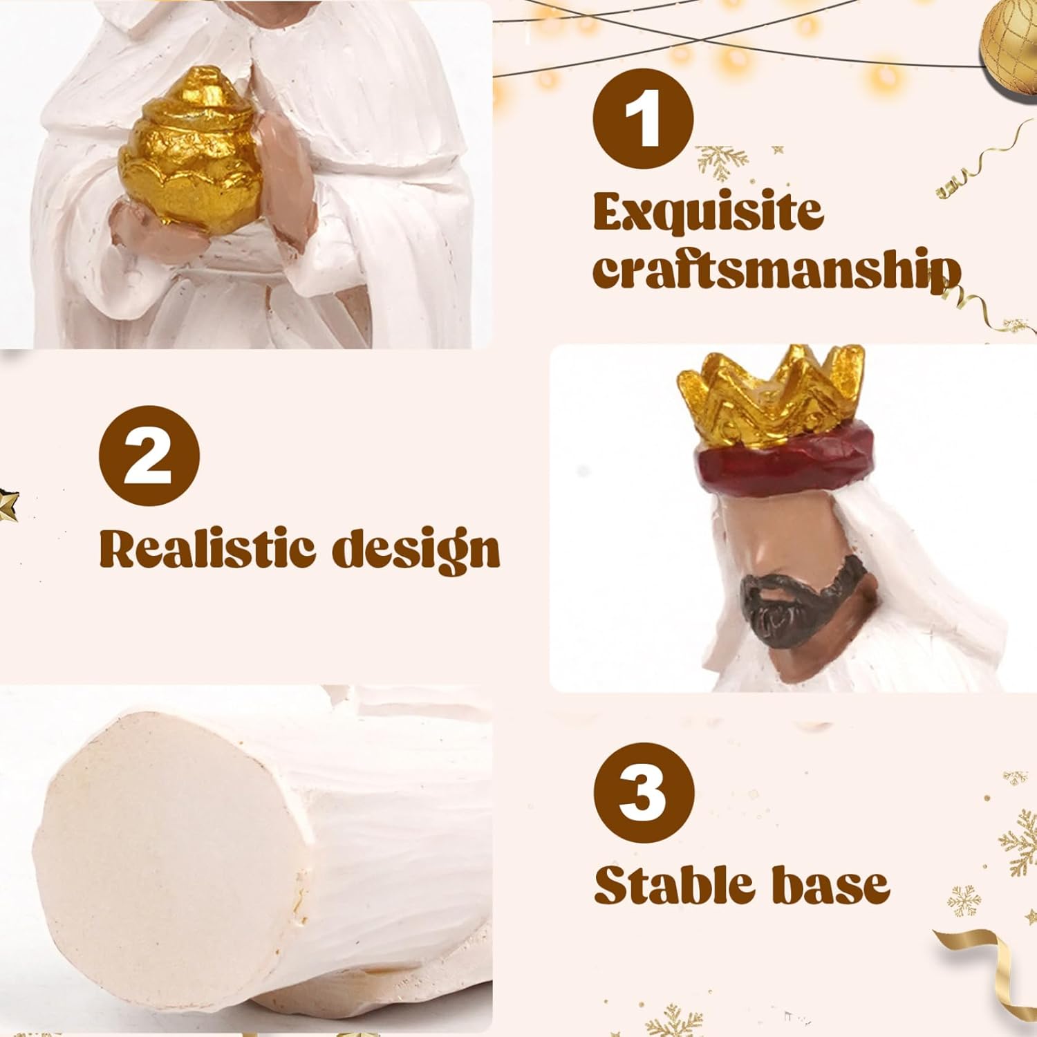 Nativity Set(8Pcs) Modern White Resin Nativity Scene Figurines Ornaments Religious Tabletop Xmas Collectibles for Holiday Decorations Set, Indoor, Sets & Figures