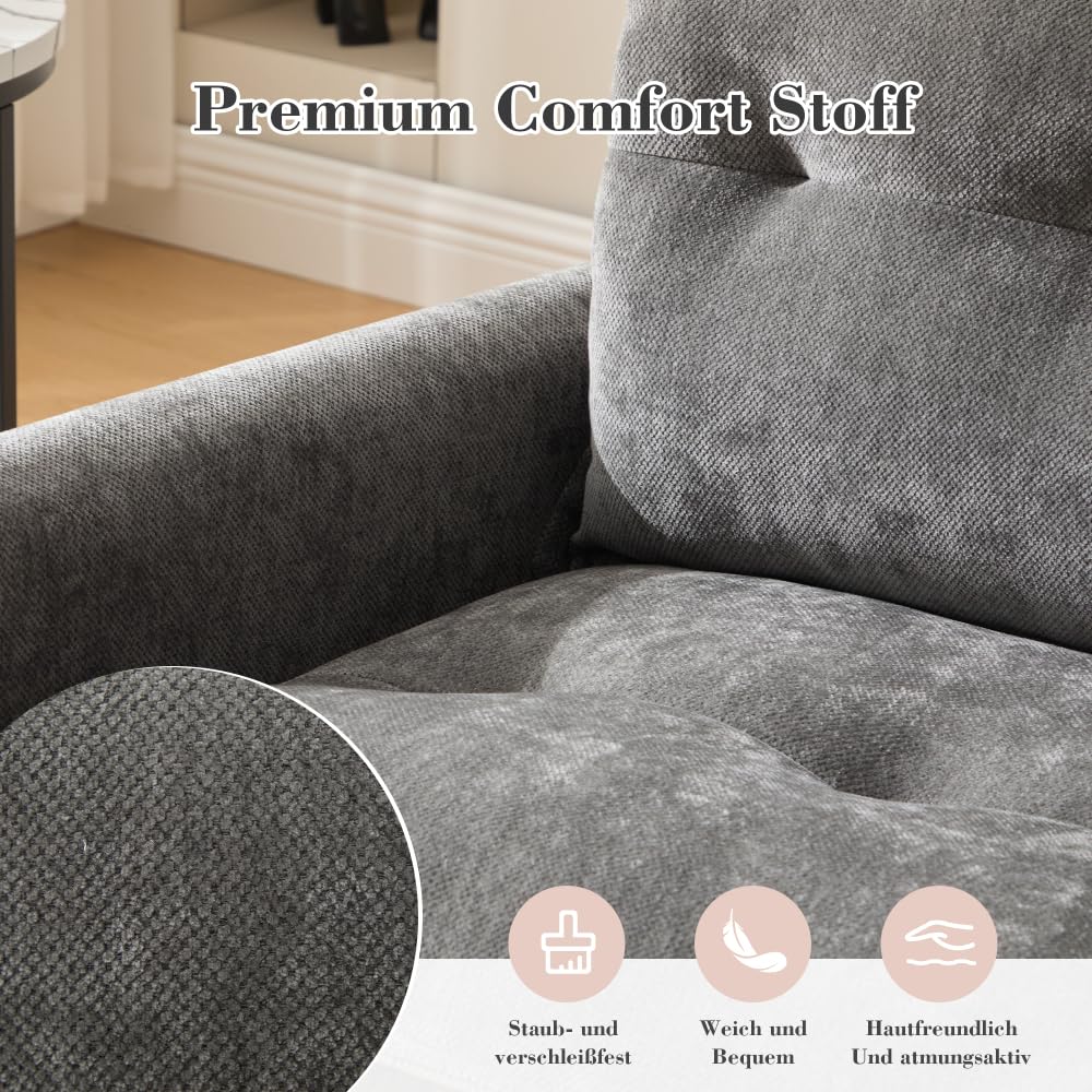 Sillón Giratorio 360° con Brazos y Cojines, Moderno, Cómodo para Sala, Dormitorio, Oficina o Estudio, Relax y Entretenimiento (Gris)