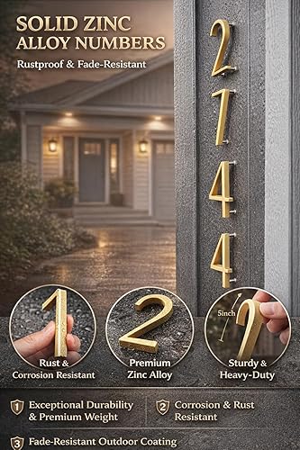 Miniatura 6 de Número de casa flotante de 5 pulgadas, números de casa modernos, número de dirección de casa de aleación de zinc con exquisito proceso de dibujo,