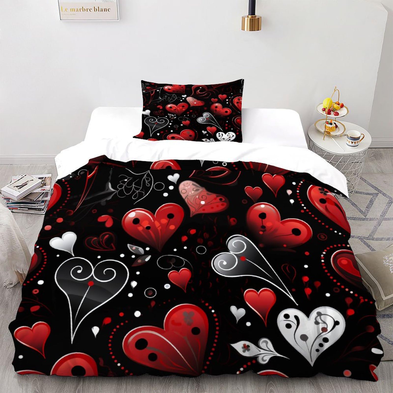 Housse de couette 135x200 hockey parure de lit microfine respirante rouge