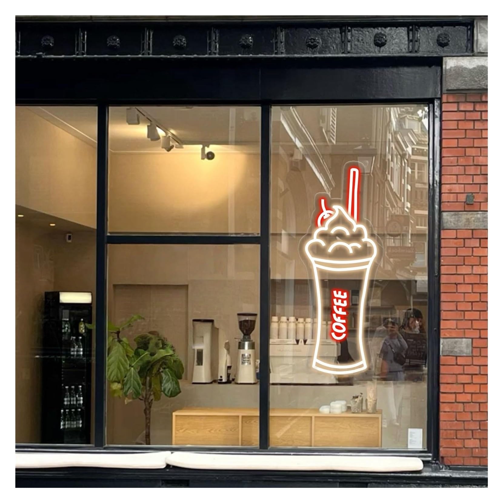 RONGCH Hanging Art Signs Iced Coffee Neon Sign,Suitable for Cold Drink Shop Wall Decor with Dimmable 16cmx40cm(A)