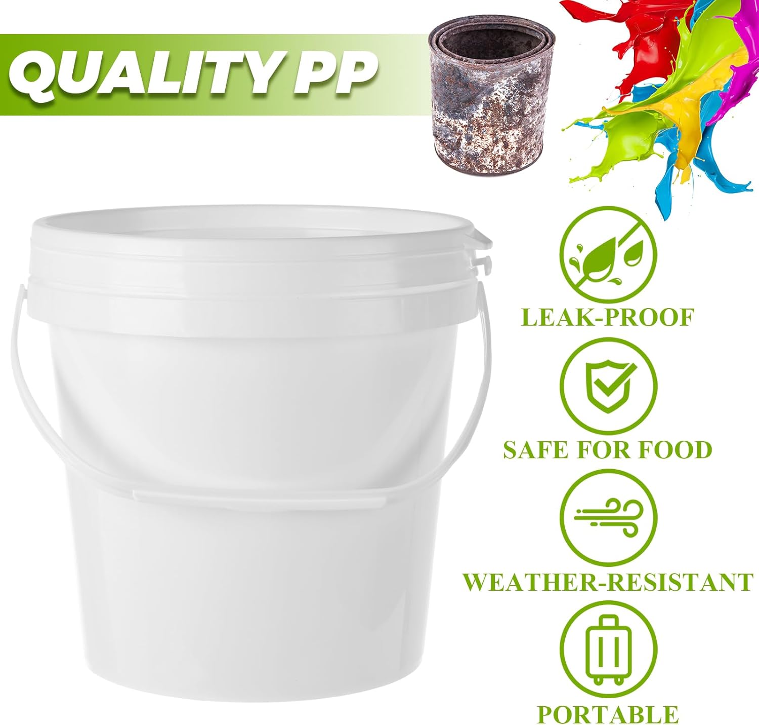 2 Pack Paint Bucket for Painting Plastic 3 Quart Paint Cans Touch Up Paint Containers with Lids & Handles 3/4 Gallon Paint Can Paint Storage Containers Empty Paint Cans Paint Pail for Leftover - Image 3