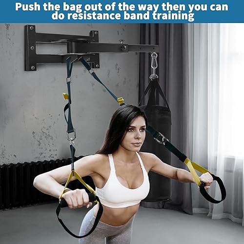 Miniatura 5 de Soporte de pared para saco de boxeo, diseño que ahorra espacio, minimiza el ruido y la vibración, construcción resistente para boxeo, muay thai y