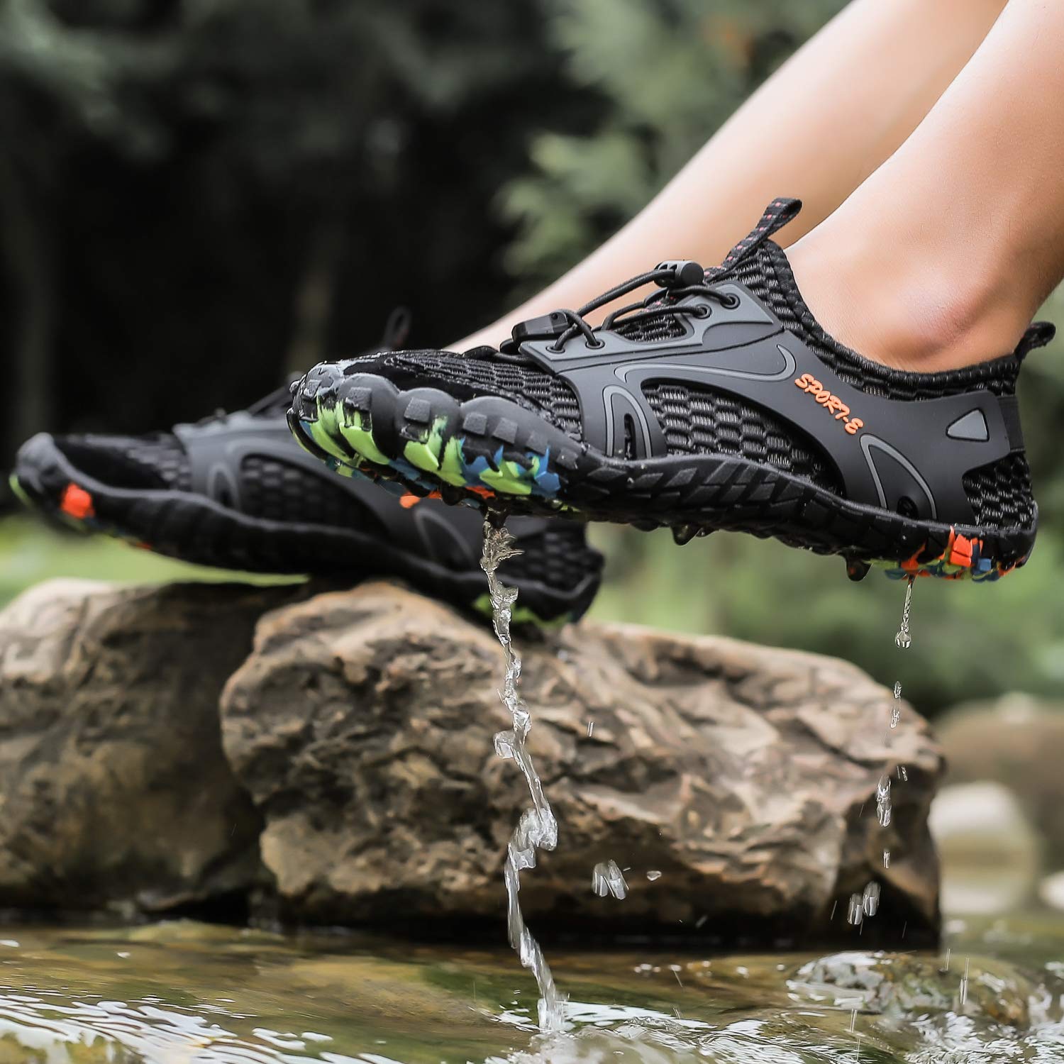 Sandalias Deportivas Trekking Hombres Verano Antideslizante Pescador Playa Zapatos Casuales Transpirable Zapatilla de Senderismo Deportes Montaña y Asfalto Zapatos para Correr Malla
