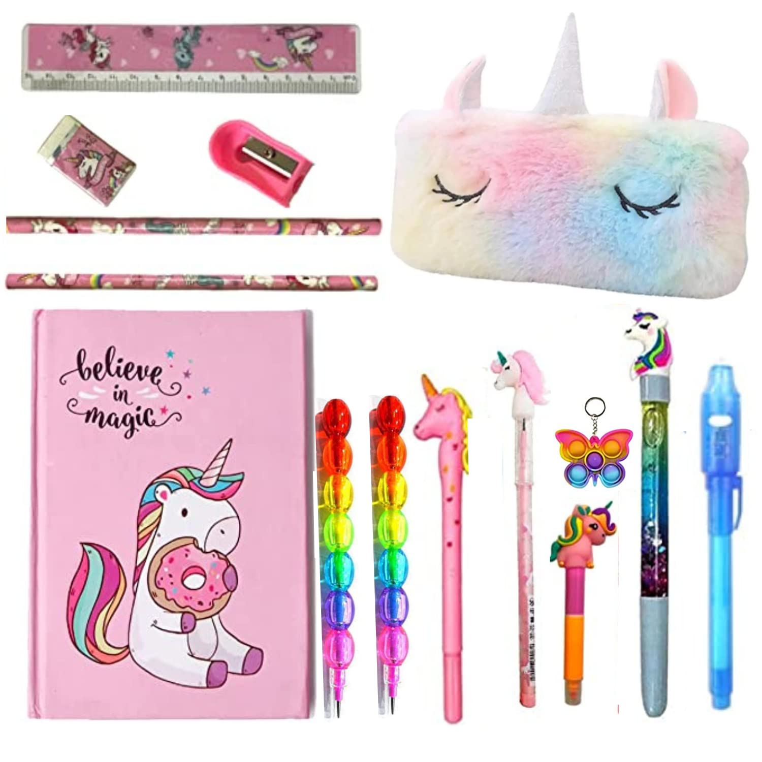 Taufa Villa 15 Pcs Combo Pack Unicorn Stationery Gift Set for Girls Pencil Case with All Stationery Best Return Gift for Birthday | Unicorn Pouch for Girls | Unicorn Pouch | Pencil Box for Girls (B0BW7C4XTX) Amazon Price History, Amazon Price Tracker