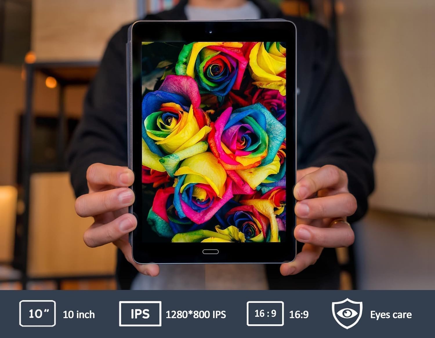 GOODTEL 2025 Tablet Android da 10 pollici 4GB RAM + 64GB ROM | 8000mAh | Doppia fotocamera 5 + 8 Megapixel | Bluetooth | WiFi | MicroSD 4-256 GB, Tipo C, OTG con custodia, tastiera e mouse - Rosso