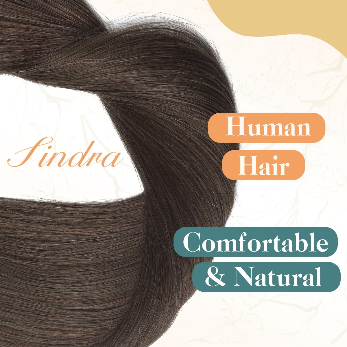 Sindra Wire Hair Extensions Real Human Hair, 4 Medium Brown Invisible Wire Hair Extensions, 18inch 85g Transparent Seamless Fish Line Hairpiece for Women