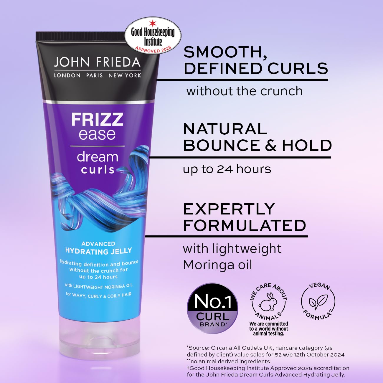 John Frieda Hydrated Jelly Dream Curls nawilżający żel nawilżający | Definiuje i utrwala bez zbrylania | Kontrola puszenia się z głębokim nawilżeniem | Kręcone i falowane włosy | 200 ml | Zaawansowana galaretka nawilżająca