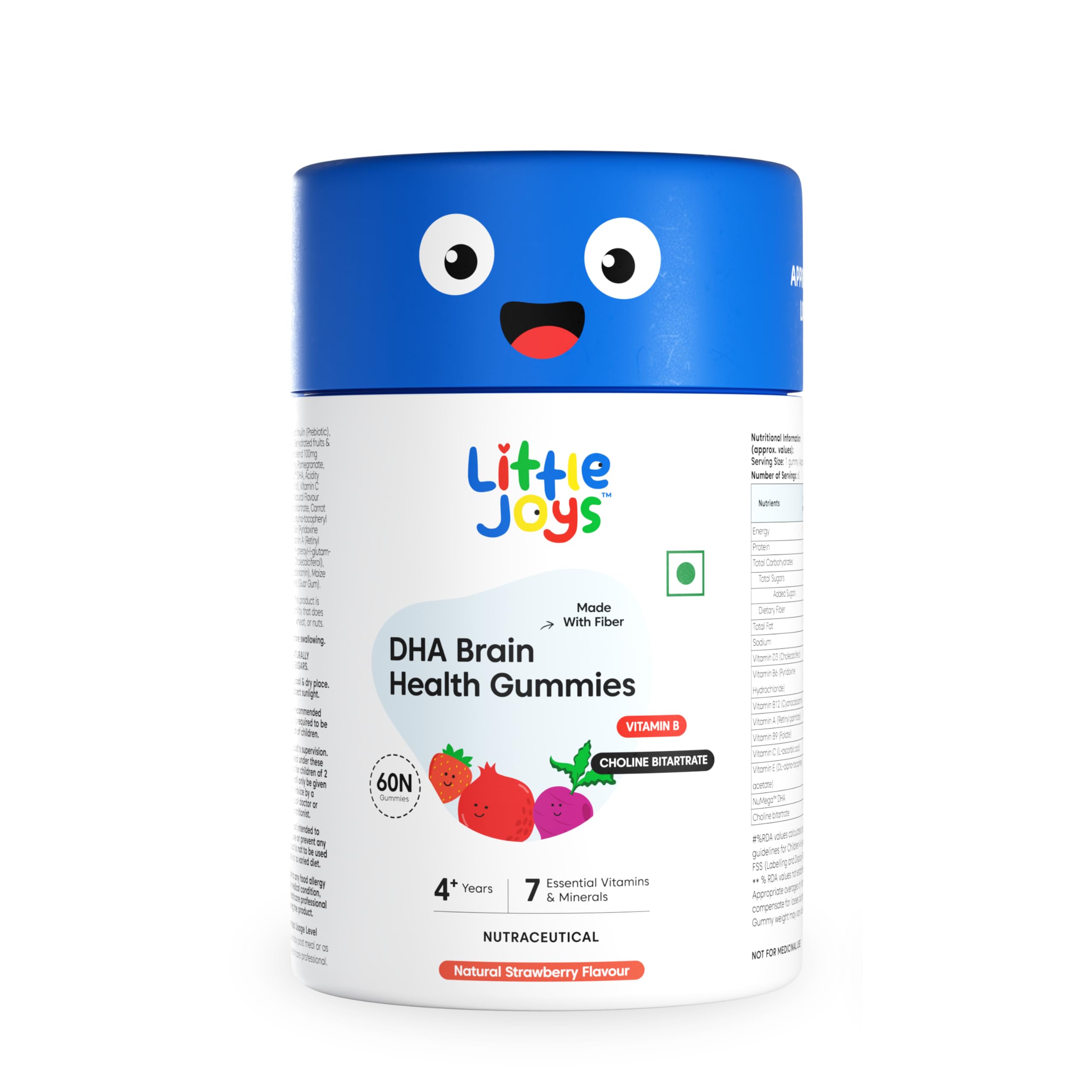 Little Joys DHA Health Gummies For Kids | 4-6 years | 60 Day Pack | Helps Improve Concentration, Mood & Sleep | Packed With 8 Vitamins & Minerals | Multivitamin Gummies For Kids With No Added Sugar