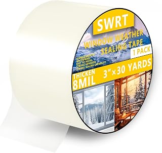 SWRT 3”x 30 YD 8 Mil Heavy Duty Transparent Window Weather Sealing Tape, No Residue Window Insulation for Winter, Preventing Cold Air Loss in Summer Door and Window Seal Kit