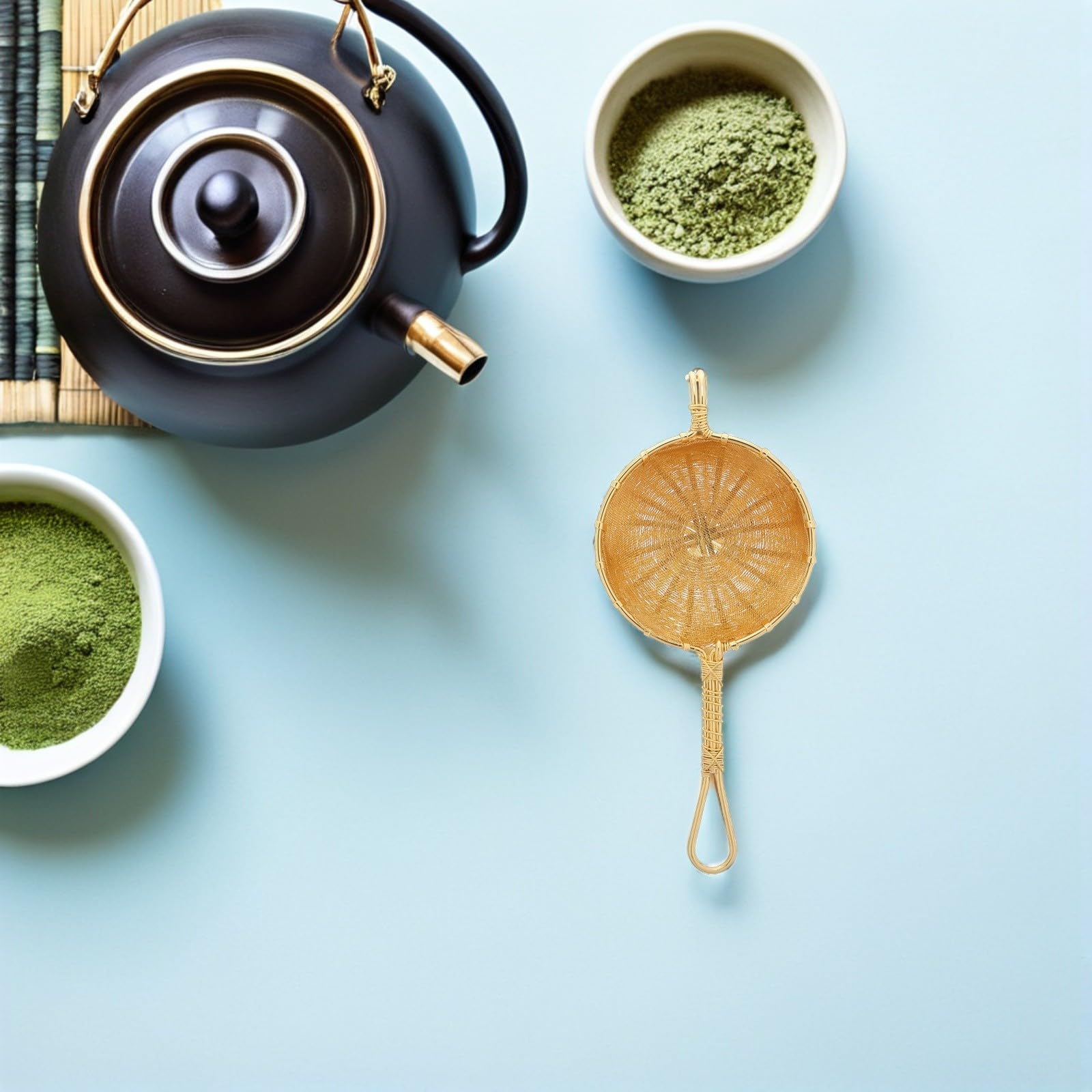 Colador de Té de Cobre Estilo Japonés Filtro de Malla Fina para Té Suelto, Fácil Mantenimiento y Diseño Elegante para Uso en Casa y Reuniones
