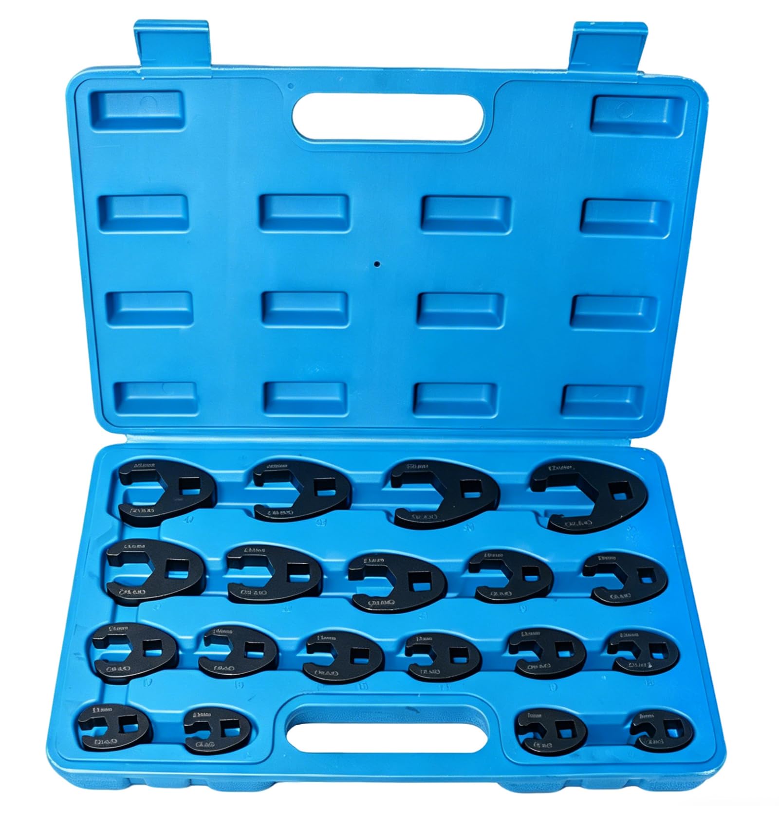 19 Pcs Juego de Llaves, Llaves de Pata de Gallo de Acero CR-MO, Métricas de 8 a 32 mm, Juego de Llaves Combinadas Crowfoot 1/2" y 3/8" Accionamiento, Llave para Tuercas Abocinadas