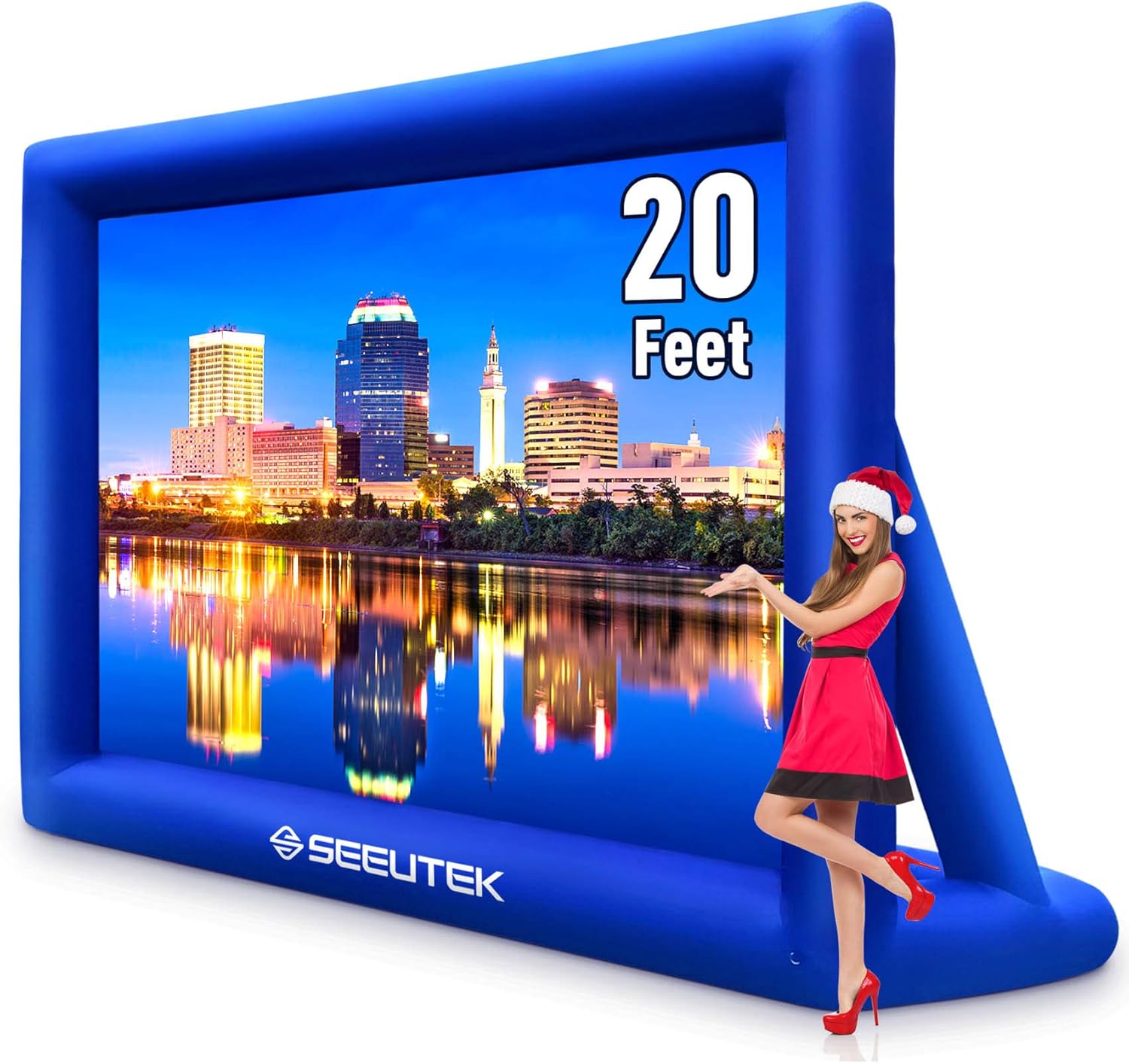 Buy Seeutek 20 Feet Inflatable Outdoor Movie Projector Screen Outside Blow Up Mega Movies Tv Projectors Theater Screens For Backyard With Inflation Fan And Storage Bag