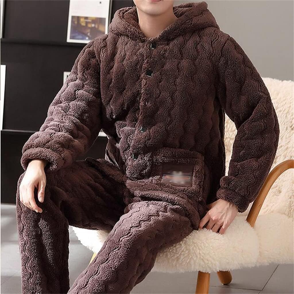 Cardigan Home Service Pajamas Men's Autumn And Winter Thickened Padded Jacket Thick Large Size
