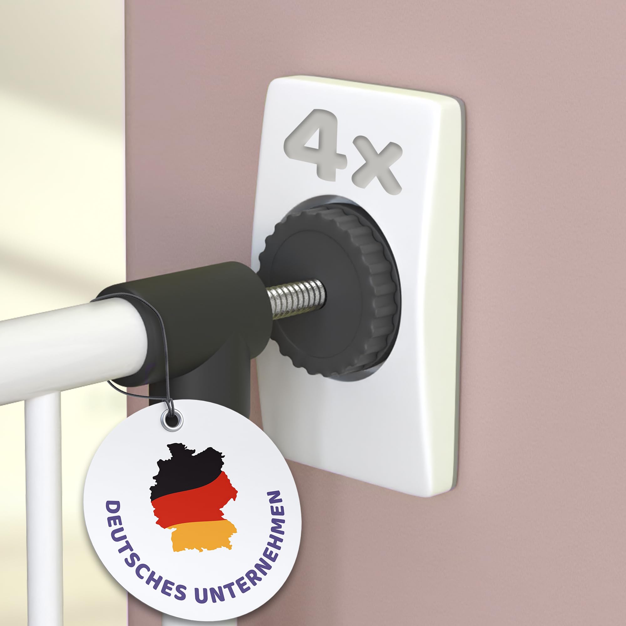 WunderHippo 4X Wandschutz Pads für Treppengitter & Türschutzgitter – Rechteckige Schutzpads für Baby Klemmgitter – Für Türgitter, Treppenschutzgitter – Wand- & Türschutz ohne Bohren