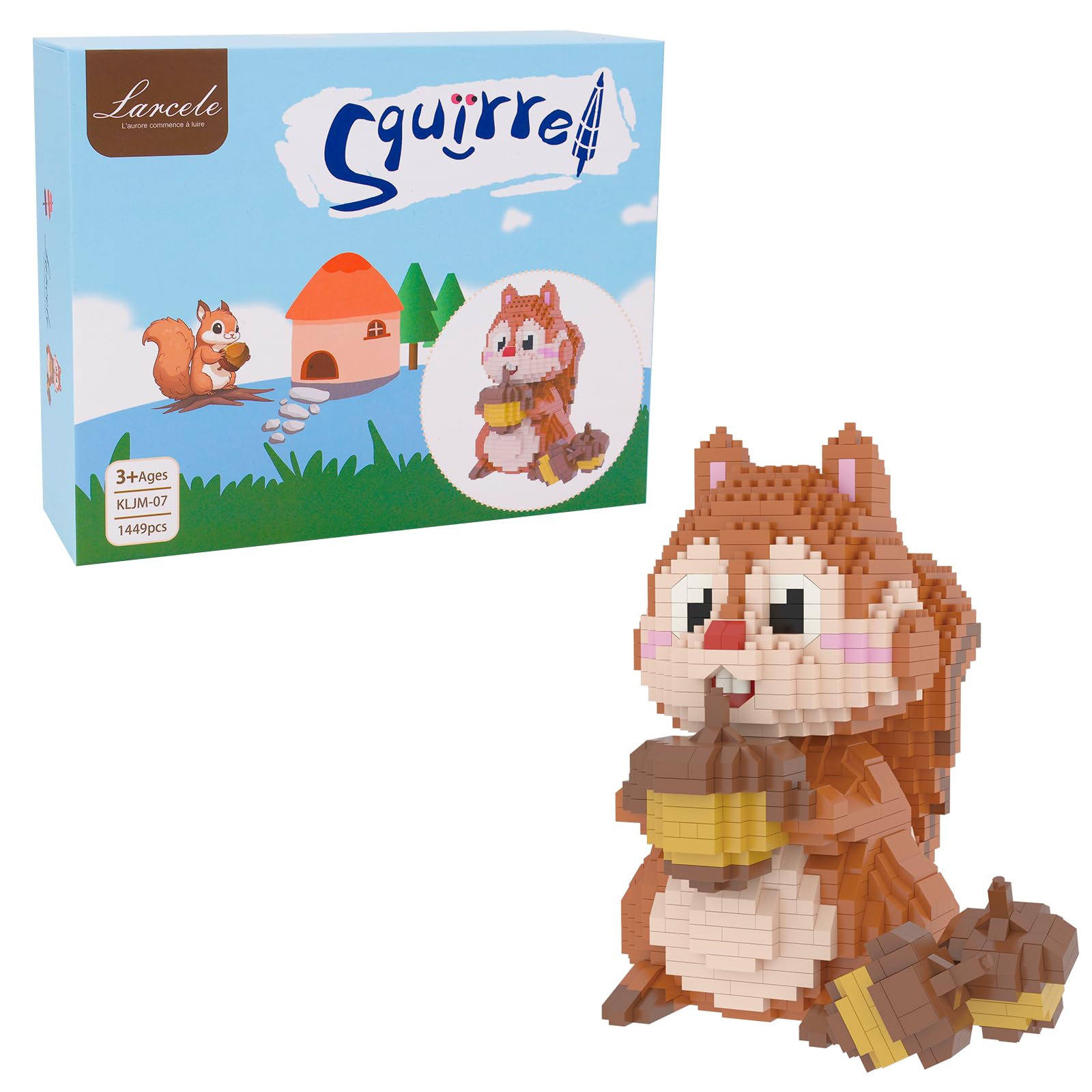 Larcele Micro Building Blocks Animal Set, DIY Mini 3D Building Toy Bricks Kit,1449 Pieces KLJM-07 (Squirrel)