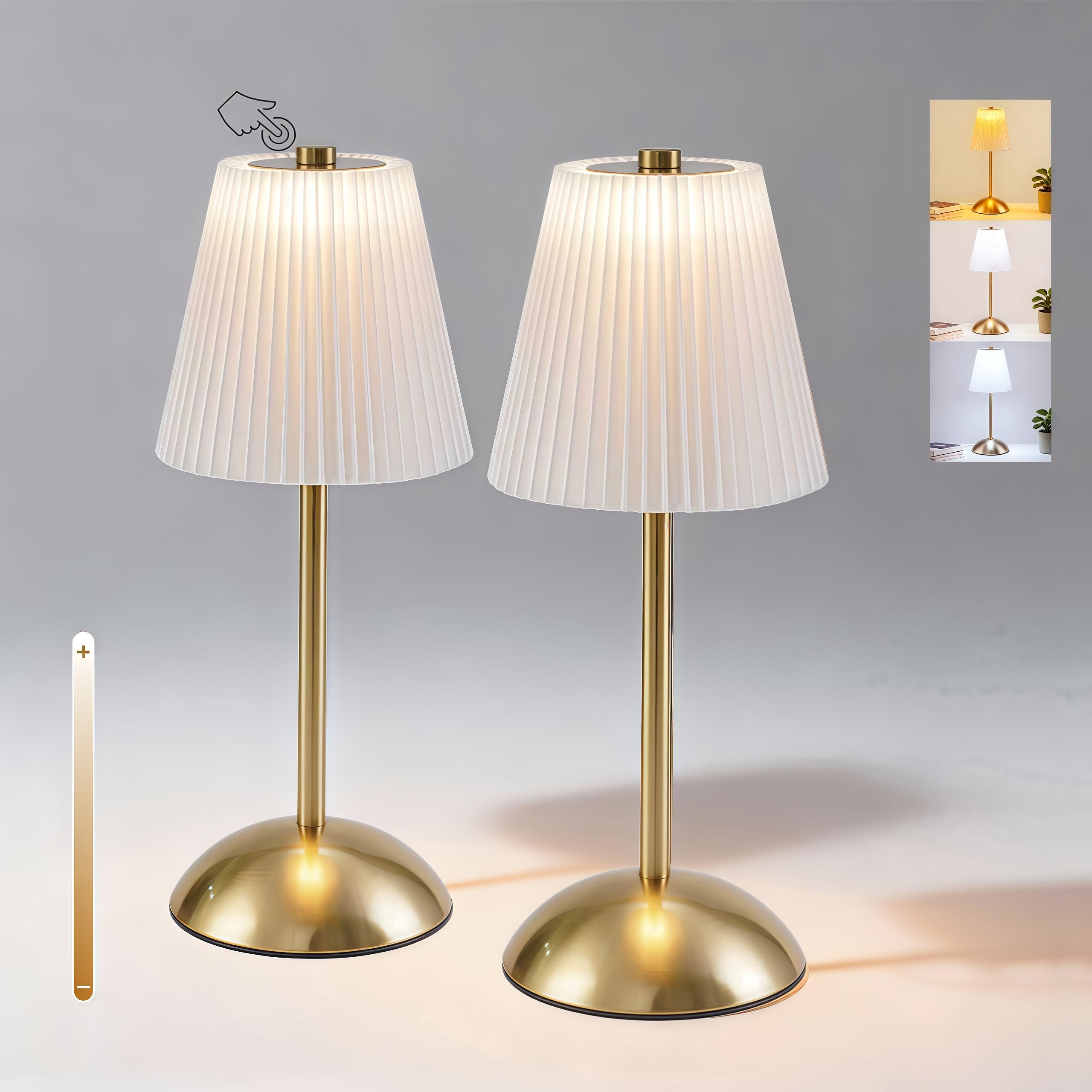 Photo 1 of **One Broken** PetiitLyt 2-Pack Cordless Rechargeable Table Lamps, Battery Operated Lamp