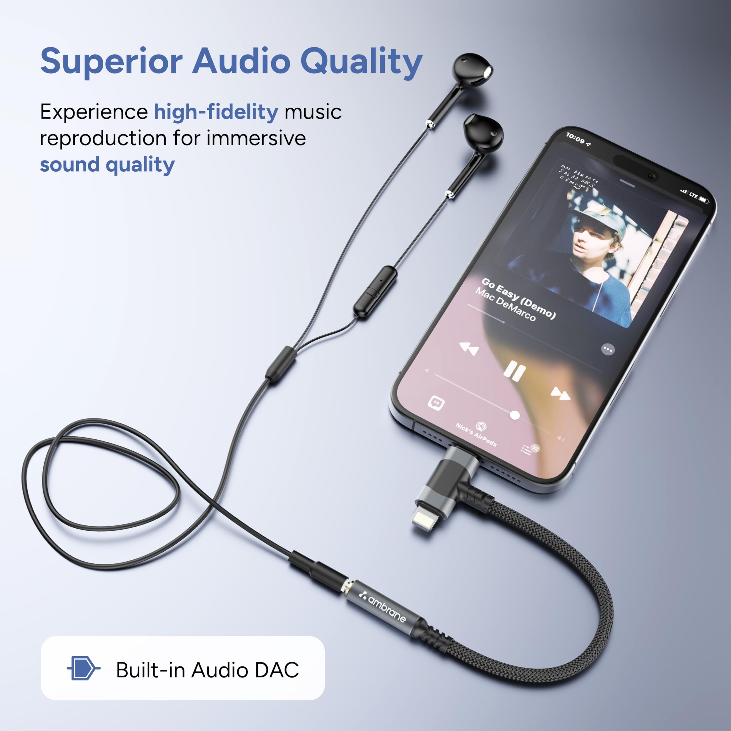 Ambrane 2 in 1 3.5 mm Audio AUX to Type C Connector, Perfect for Gaming/Playing Music for Type C Devices, Android, iPhone 16/15/Plus/Pro/Max, iPad(AOTG-CL1 Black) 1