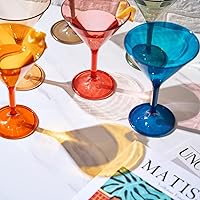 Vista 7 de Vasos de cristal de plástico de estilo europeo, Martini irrompible, cóctel, juego de 6 vasos de acrílico inastillable 100% Tritan, de colores sin