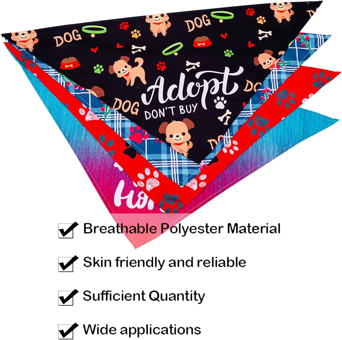 30Pcs/Pack Adopt Me Dog Bandanas Bulk Stitching Hemming Selvedge Sewing Scarves with Paw Print for Small Medium Foster Animals to Look for Homes or Adoption