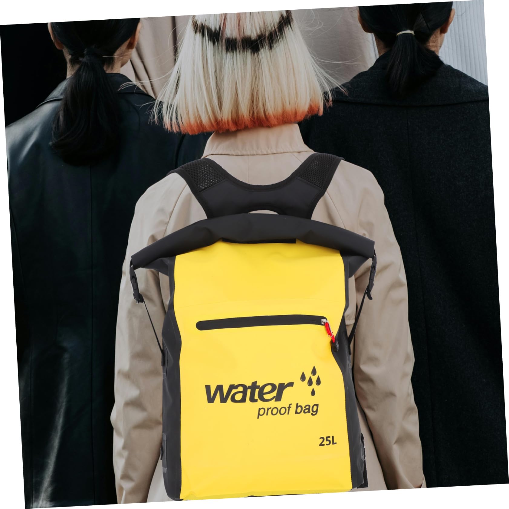 Dry Bag 25l in Pvc Nero, Zaino Idrorepellente per Vacanze Estive