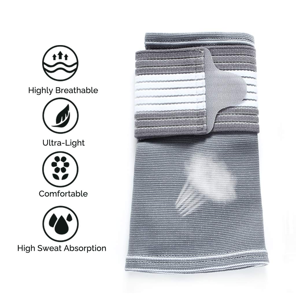 Neotech Care Elbow Brace Support Sleeve - Adjustable Compression Strap - Gray, Size M | Buy Now With Express International Delivery