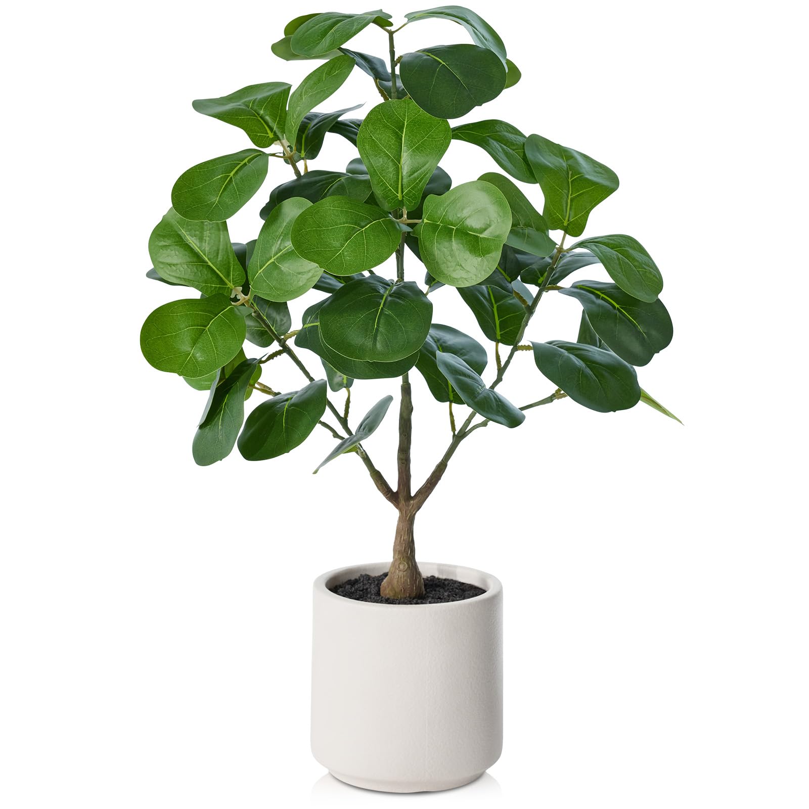 VeriNatural Artificial Fiddle Leaf Fig Plant Fake Plant Indoor Faux Plant Artificial Plant Faux Fiddle Leaf Fig Tree - 65cm Potted Greenery with 48 Lifelike Leaves - Desk Shelf Office Home Cafe Decor