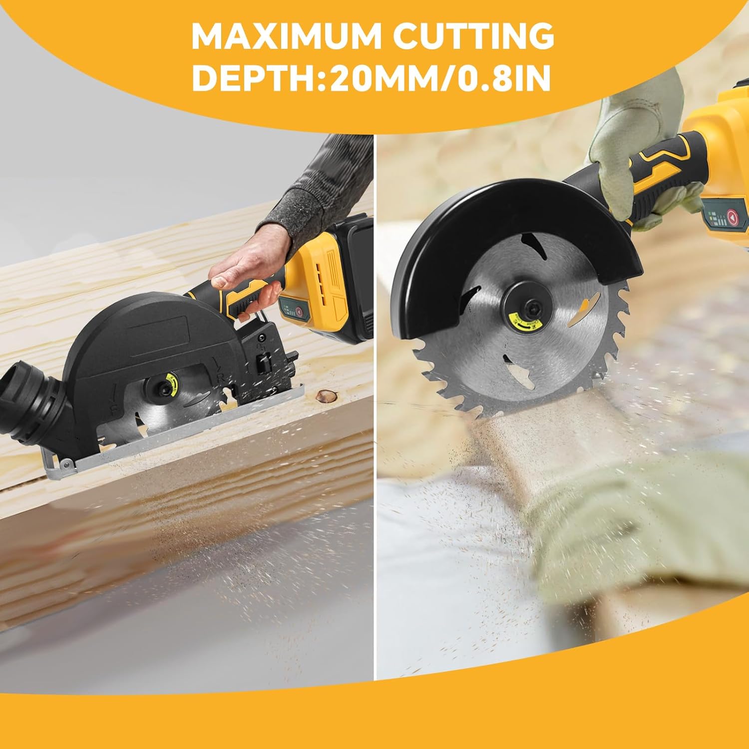 Cordless Mini Circular Saw for Dewalt 20v Battery, 4" Brushless Power Circular Saws, 12000RPM Small Circular Saw,2 Blade, Cutting Depth 0.8"(20mm) for Metal, Wood, Plastic(No battery) 7 71TNyCRX87L. AC SL1500