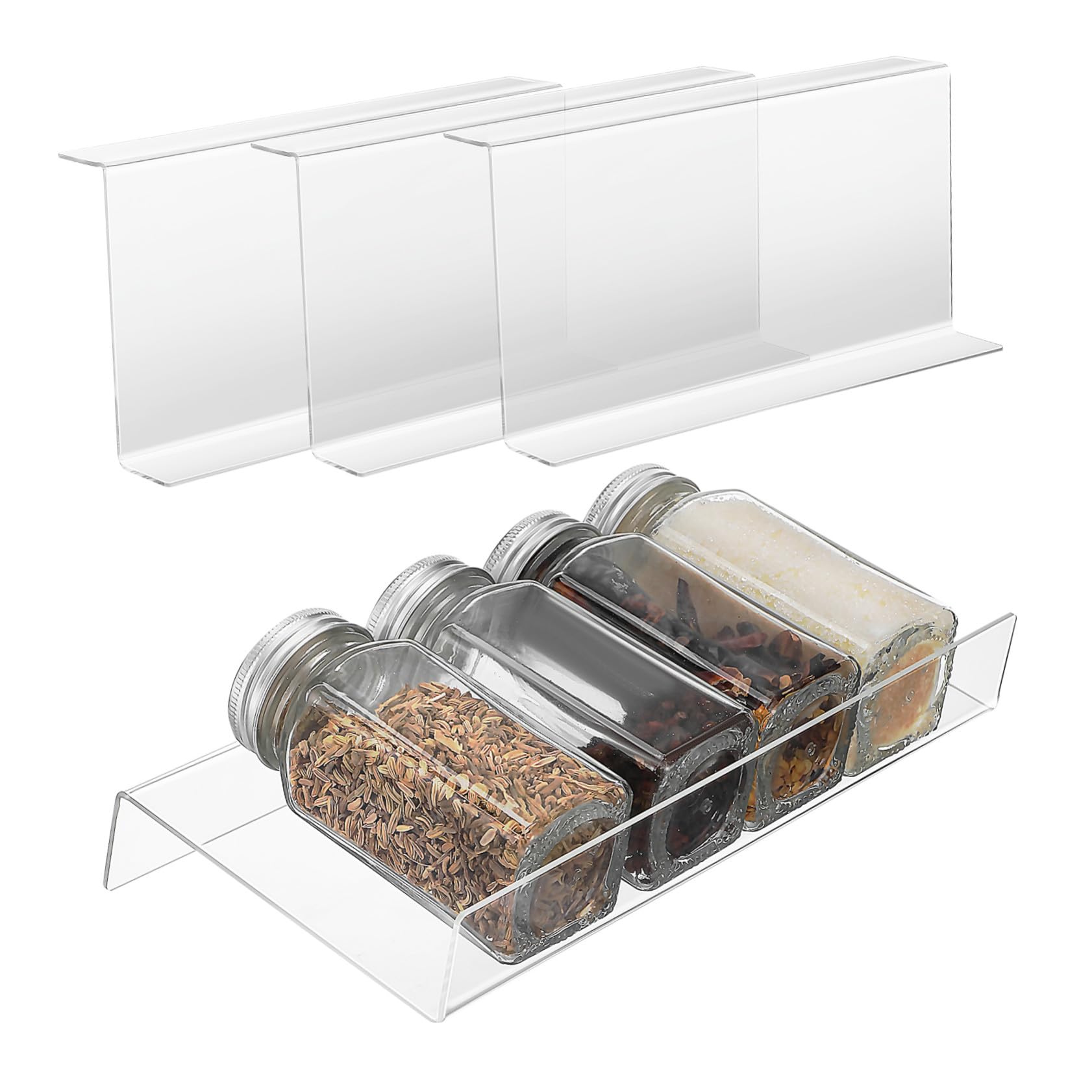 Gewürzschubladen Organizer mit Verstellbarem Erweiterbarem Design 4 Stück aus Acryl zur Platzoptimierung in Küchenschubladen und Vorratskammern