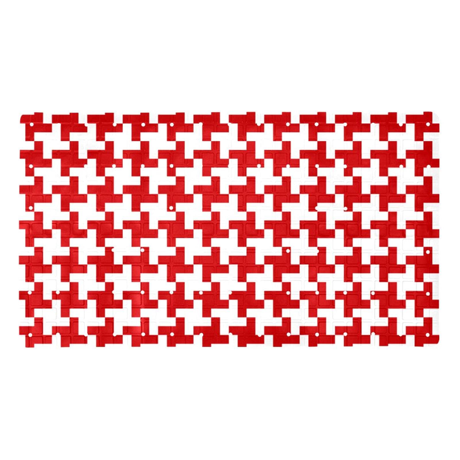 Alfombrilla de baño de diseño para tejer que aporta estabilidad y seguridad en color rojo