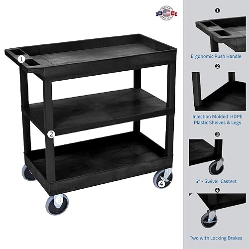 Miniatura 2 de LUXOR EC121HD-B Carrito de 32" x 18" - Dos tina/un estante plano