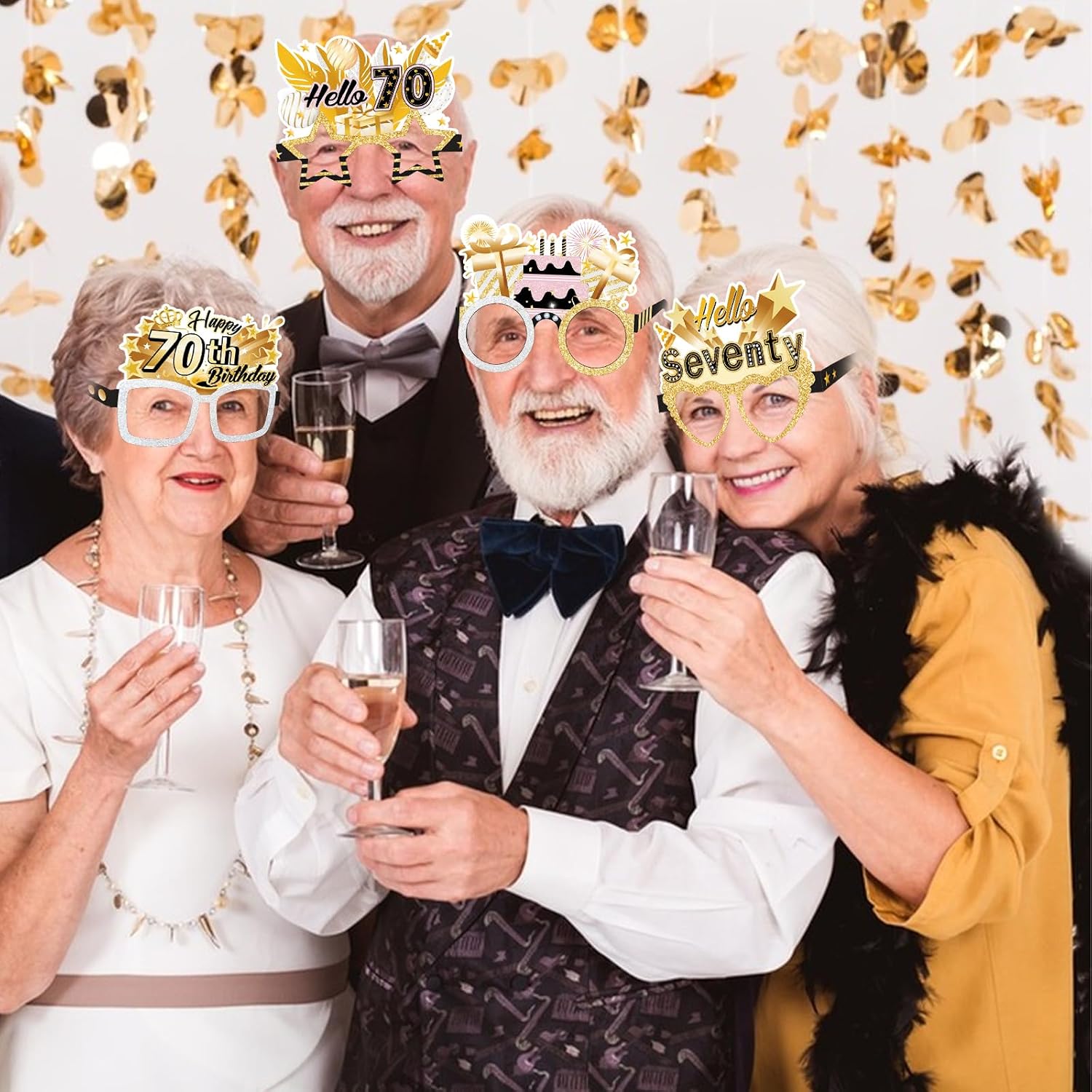 Konsait 70th Birthday Glasses - 18 Pack Paper Glasses for Men & Women, 70th Birthday Party Favors & Props