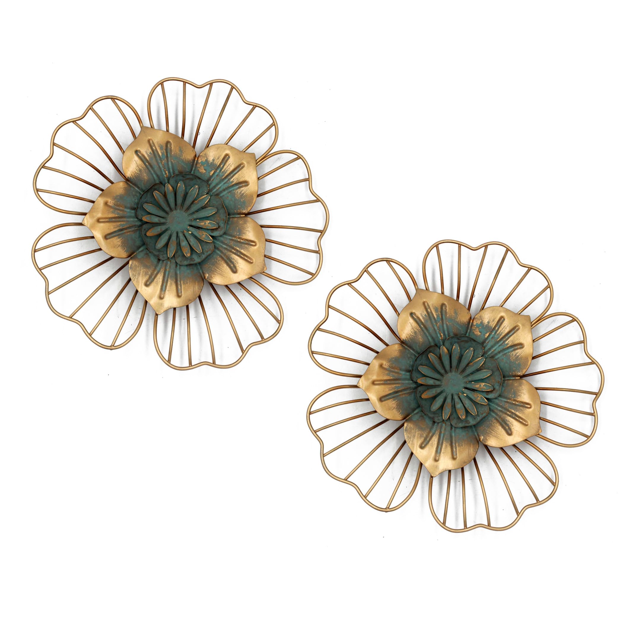 Décoration Murale Florale Vintage En Métal Funly Mee - Cuivre Doré, Dimensions 30x30x3 Cm | Style Rétro, Intérieur - 4