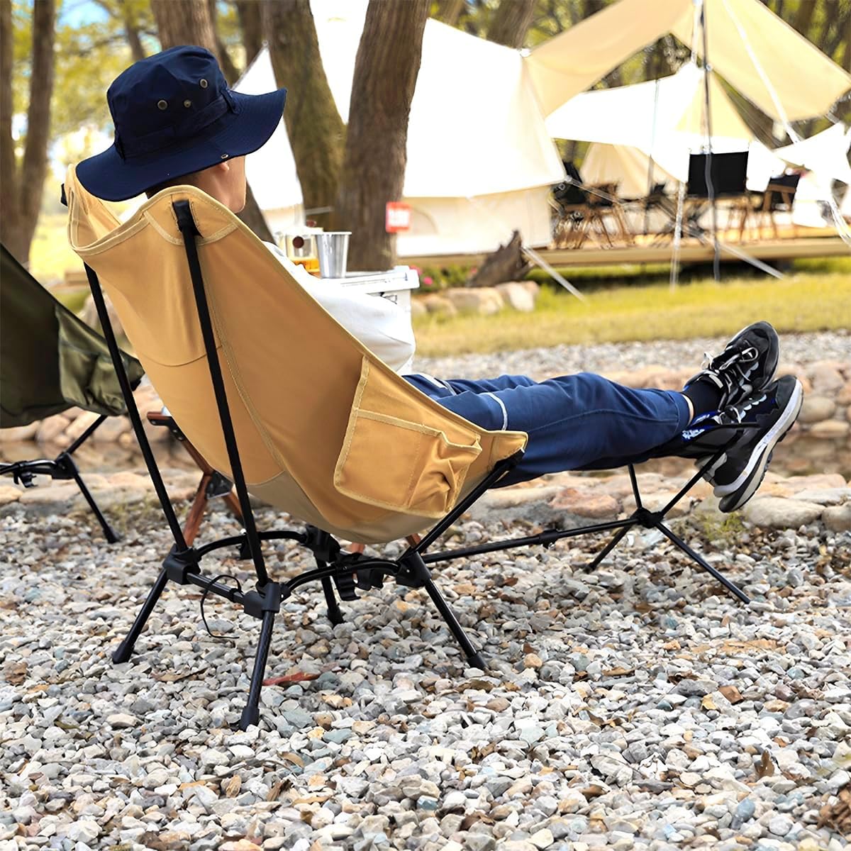 Camping Chair Foot Rest, Foldable Hammock Chair Footrest, Folding Attachable Camp Chair Leg Rest, Outdoor Retractable Camp Footrest for Reclining Swing Chair Moon Chair Beach (Gray)
