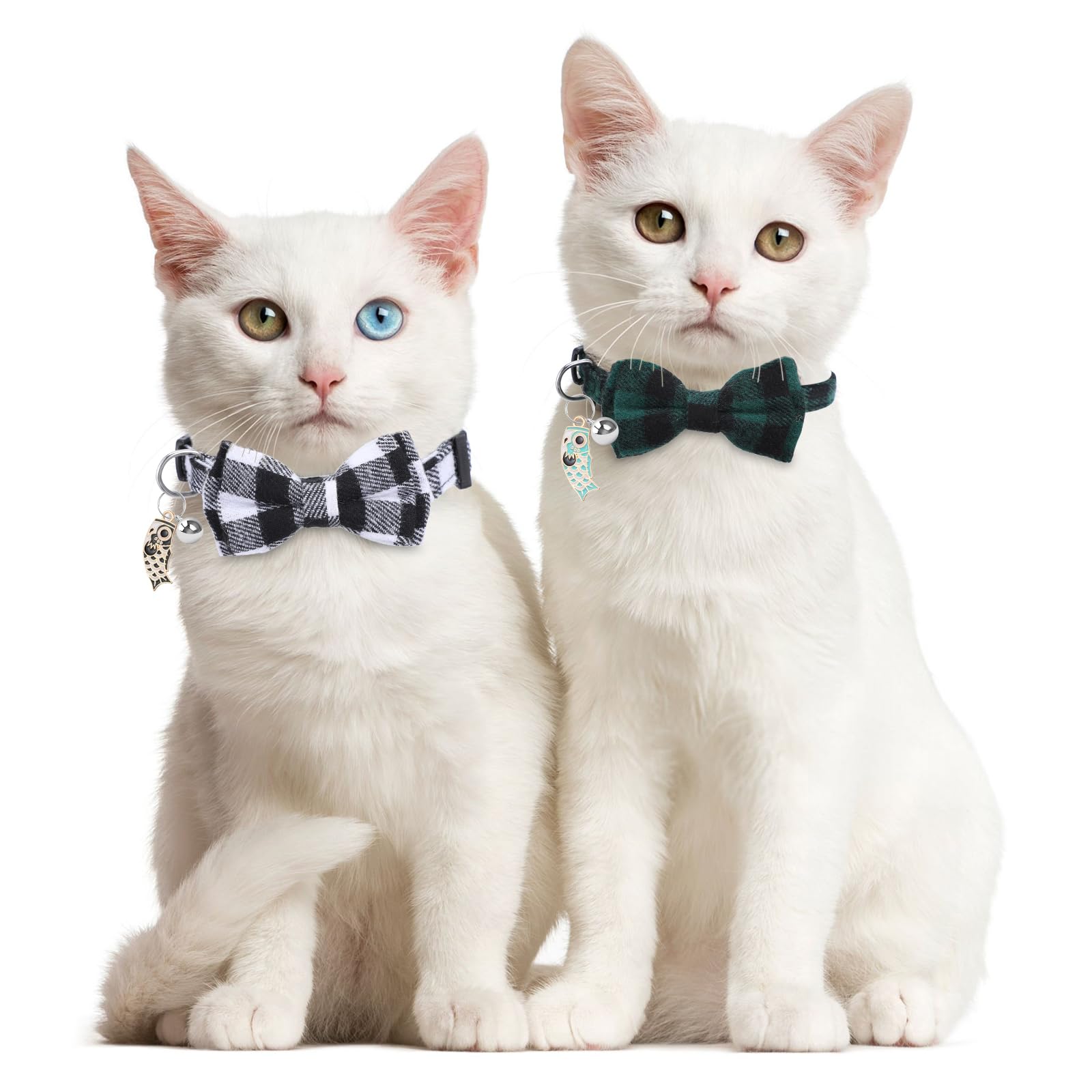 4Pcs Classic Plaid Cat Collars with Bells, Breakaway Kitten Collar - Image 4